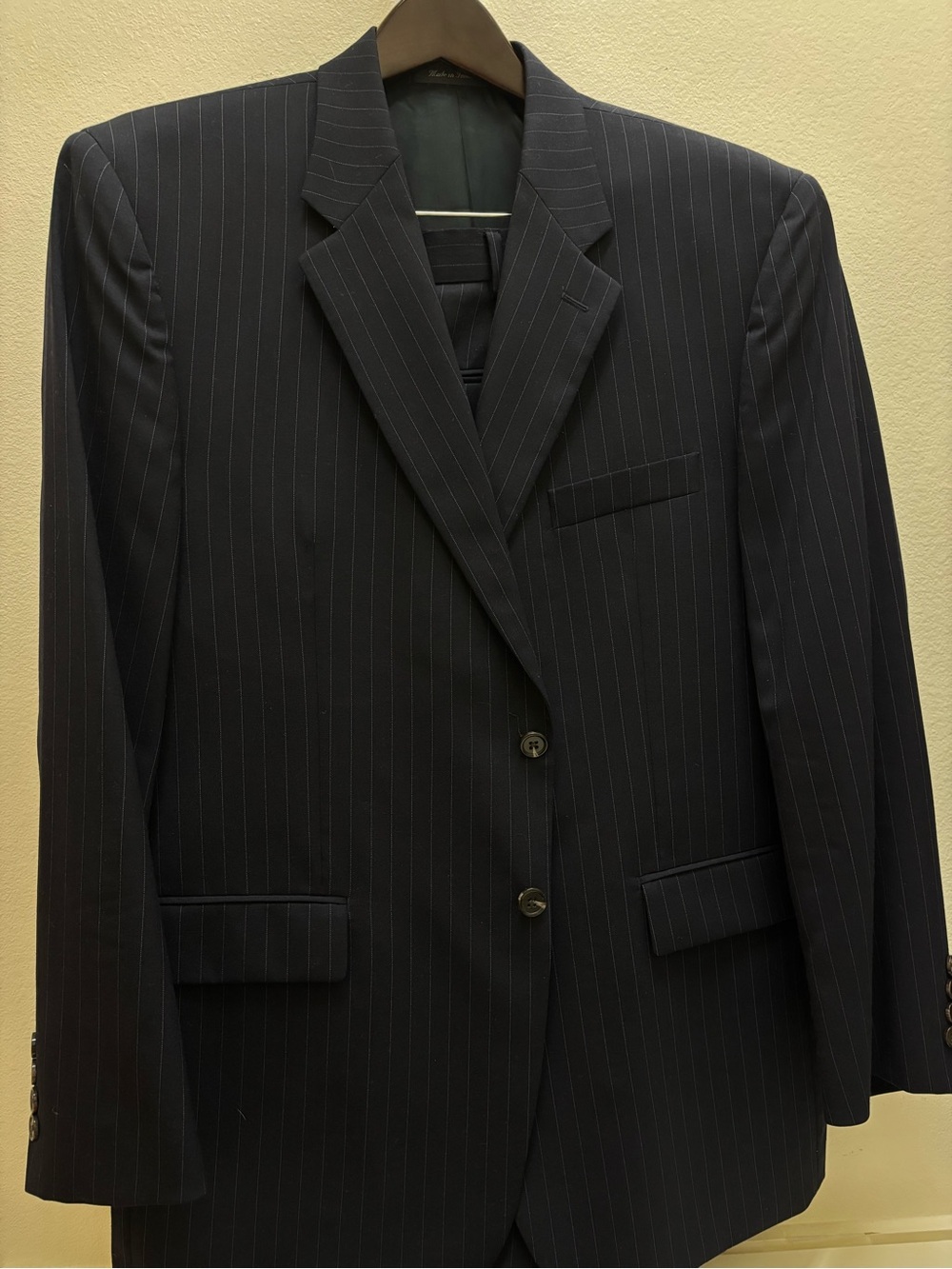 Chaps Navy Pinstripe Two-Button Suit Jacket